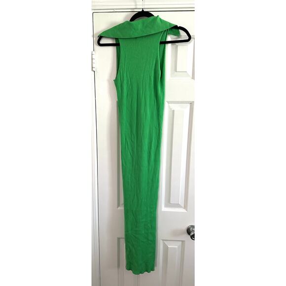 MASSIMO DUTTI Studio Green Ribbed Midi Dress - Sz Small - Picture 4 of 5